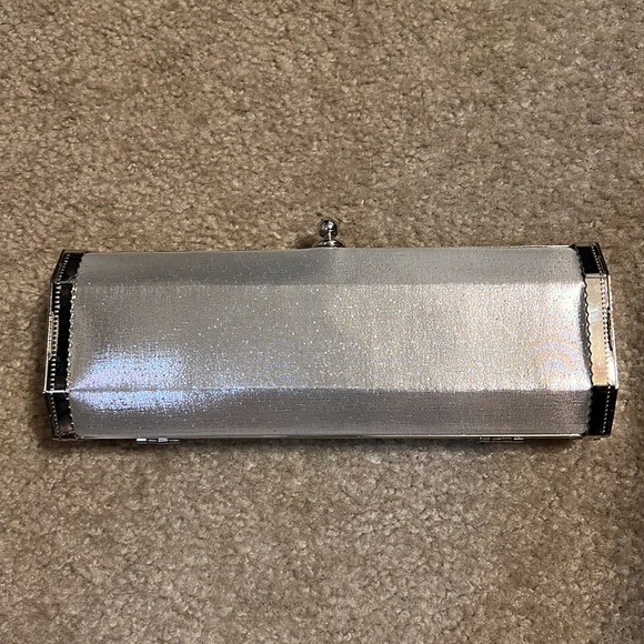 Silver Metallic Box Clutch w/ Bling - Picture 3 of 8